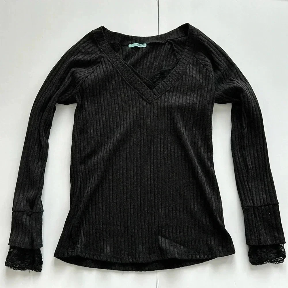 P.S. Kate Black Long‎ Sleeve Top Sz SM